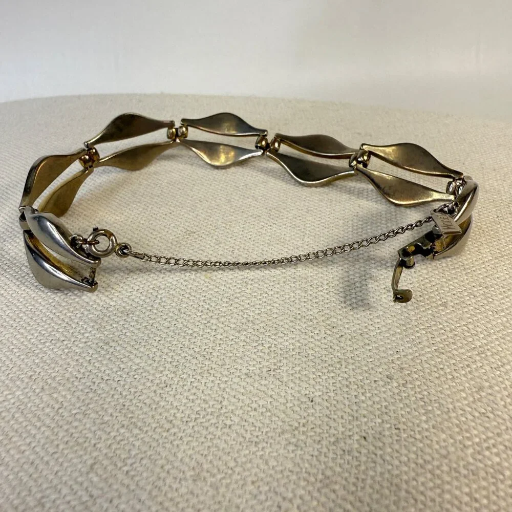 Vintage Monet Chunky Link‎ Bracelet Silver-Tone MCM Retro